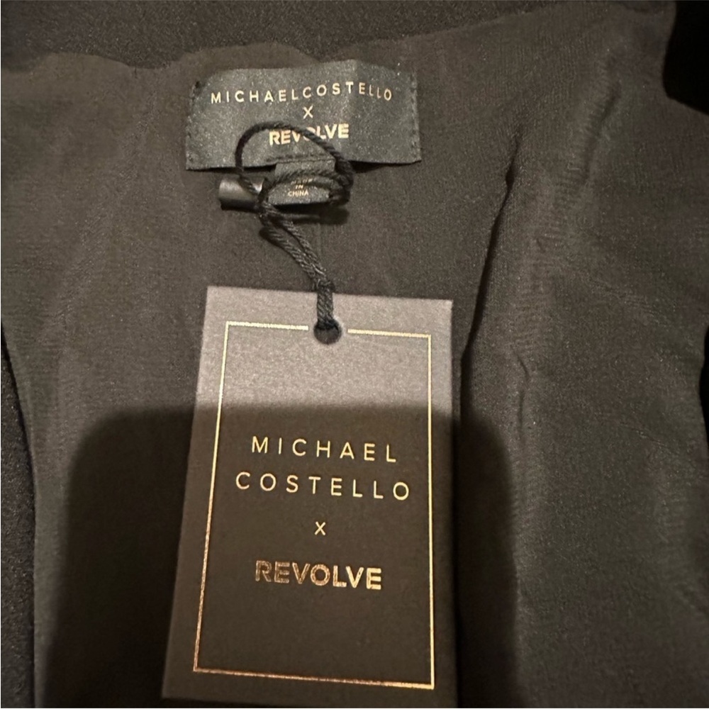 Michael Costello x Revolve Black Long Sleeve Tie Waist Blazer Wrap Size Small - Picture 2 of 9